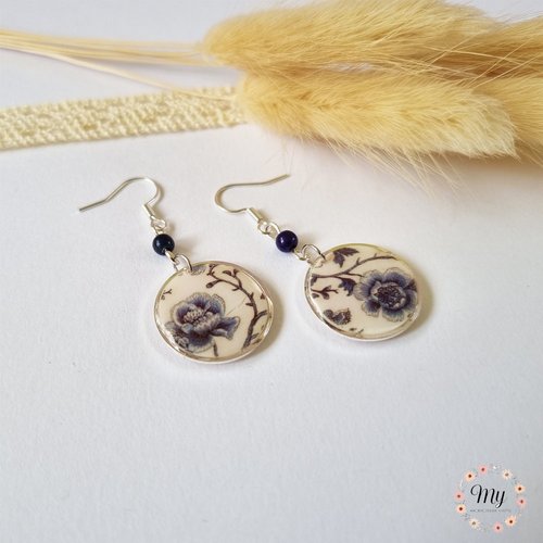 Boucles d'oreilles "fleurs bleues"