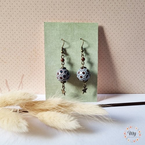 Boucles d'oreilles pendantes choco bleu