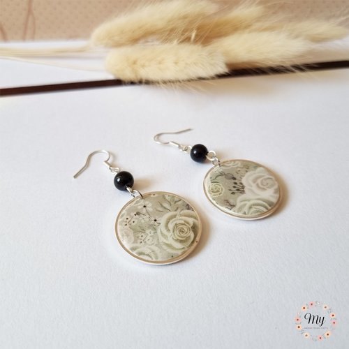 Boucles d'oreilles "roses blanches"