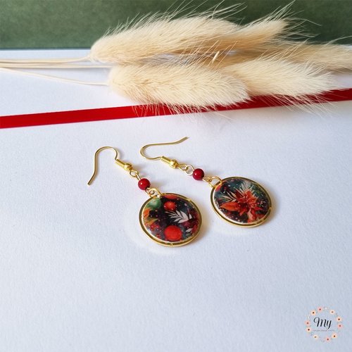 Boucles d'oreilles "fleurs de noël"