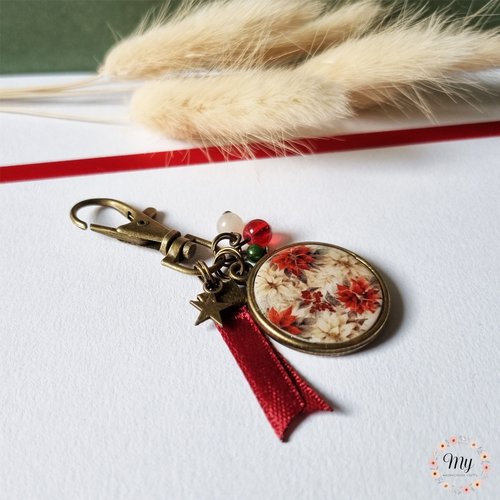 Bijou de sac "poinsettias rouge blanc"2