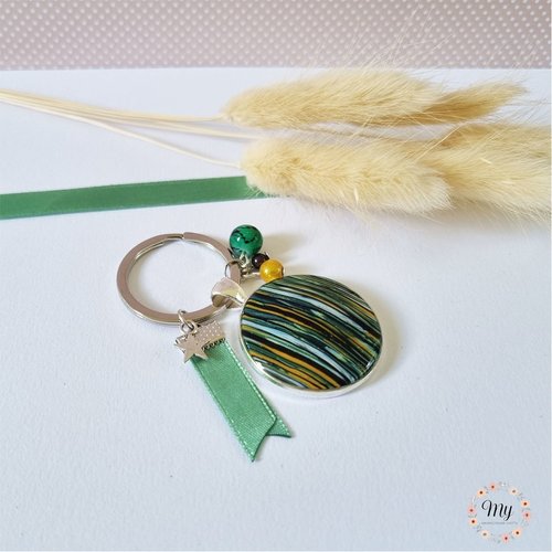 Porte clés rayures vert
