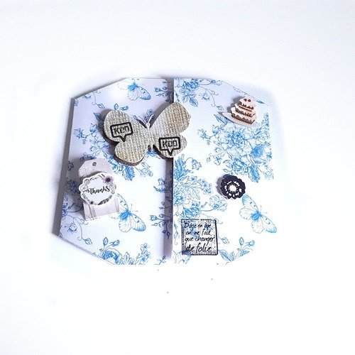 Carte Scrapbooking 3d Baroque Vintage Retro Bleue Blanche Papillon Carte Anniversaire Forme Papillote Anniversaire Mariage Fiancailles Un Grand Marche