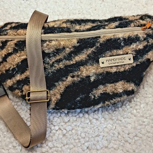 Vendu sac banane moumoute sherpa, mouton motifs pelage sauvage, femme. style chaleureux pour toutes saisons!