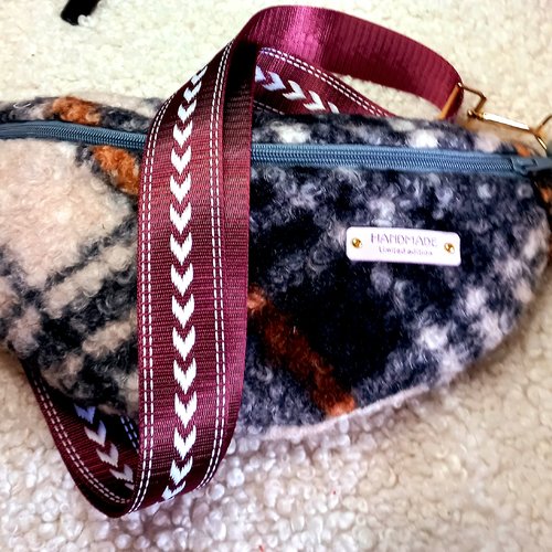 Sac banane xl moumoute sherpa, mouton tartan. style chaleureux, britannique pour l'automne, l'hiver