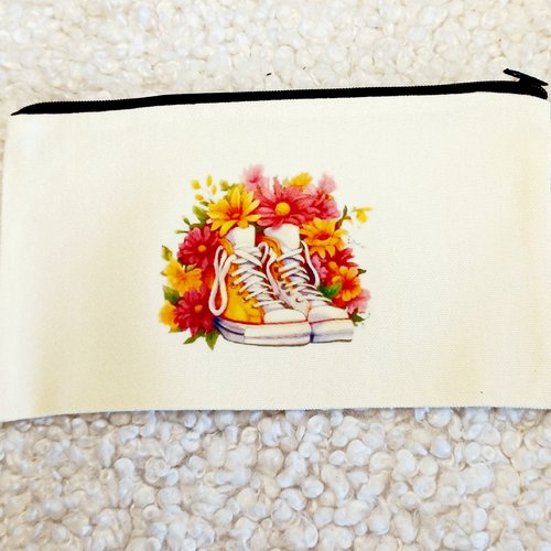 Trousse personnalisable en tissu crème – pochette à personnaliser, cadeau pour épouse, maman, amie, sœur, écolier, maîtresse