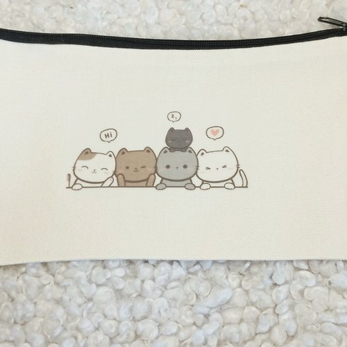 Trousse personnalisable en tissu crème – pochette à personnaliser, cadeau pour épouse, maman, amie, sœur, écolier, maîtresse