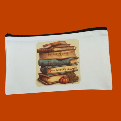 Trousse personnalisable en tissu blanc– pochette à personnaliser, cadeau pour épouse, maman, amie, sœur, écolier, maîtresse