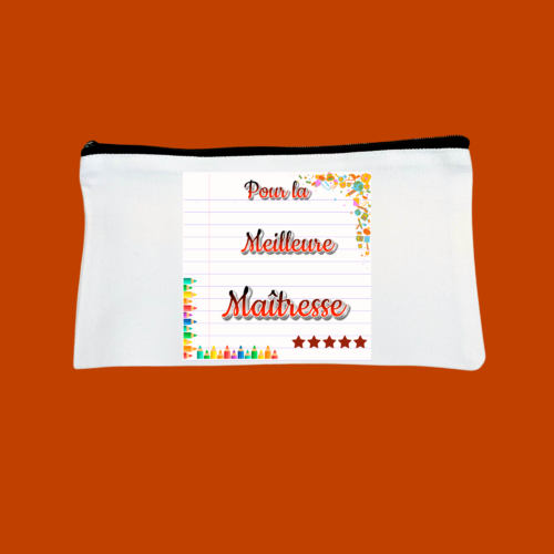 Trousse personnalisable en tissu blanc/crème – pochette à personnaliser, cadeau pour épouse, maman, amie, sœur, écolier, maîtresse