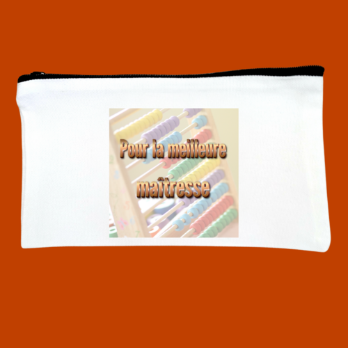 Trousse personnalisable en tissu blanc/crème – pochette à personnaliser, cadeau pour épouse, maman, amie, sœur, écolier, maîtresse