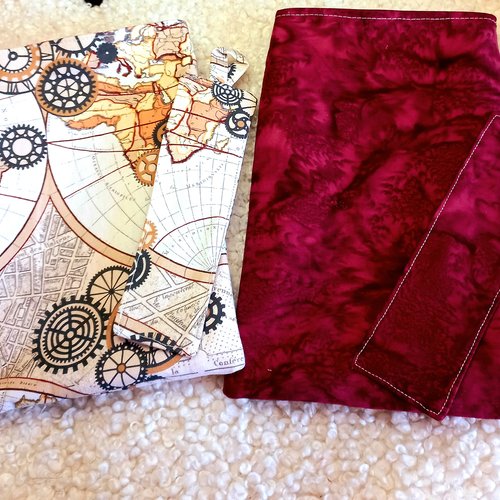 Pochette + marque page offert pour livre, réversible, housse liseuse, protection livre format broché, idée de cadeau pour lecteur,