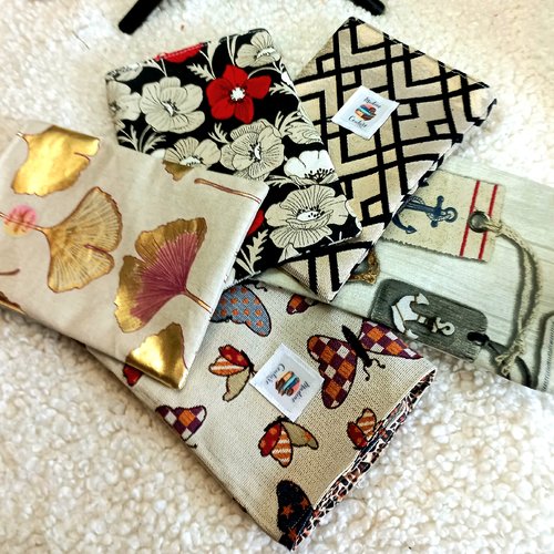 Pochette + marque page pour livre, réversible, housse liseuse, protection livre format poche, idée de cadeau pour lecteur