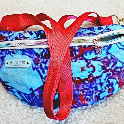 Sac banane tissu tie and dye - un mélange unique de couleurs, banane hippie, seventies, sac bandoulière