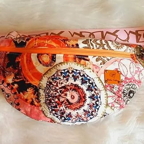 Sac banane wax orange. un accessoire vibrant, fonctionnel pour vos aventures! sac poitrine bandoulière, cadeau femme épouse maman