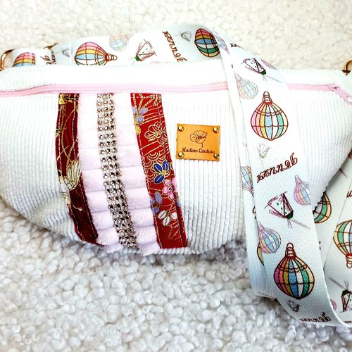 Sac banane velours côtelé blanc - le compagnon idéal pour toute saison! à porter selon vos envies, pour la rentrée, noël