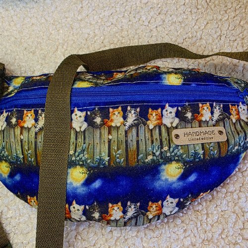 Sac banane "chatons" – inspiration van gogh- fait main- sac unique bandoulière réglable