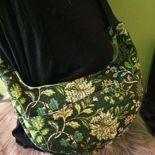 Sac demi-lune tissu indien "blockprint" matelassé,imprimé artisanalement à la main-création artisanale