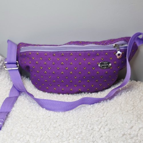Sac banane tissu provençal lavande-création artisanale, sac mou bandoulière, sac baguette