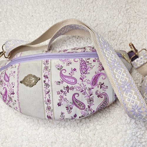 Sac banane tissu provençal motifs "paisley, boteh"-fait main, sac souple bandoulière mains libres