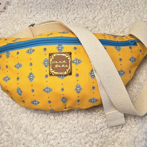 Sac banane tissu provençal, cretonne "brillane", banane bandoulière ajustable