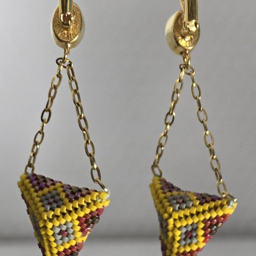 Boucles d'oreilles perles miyuki 3d