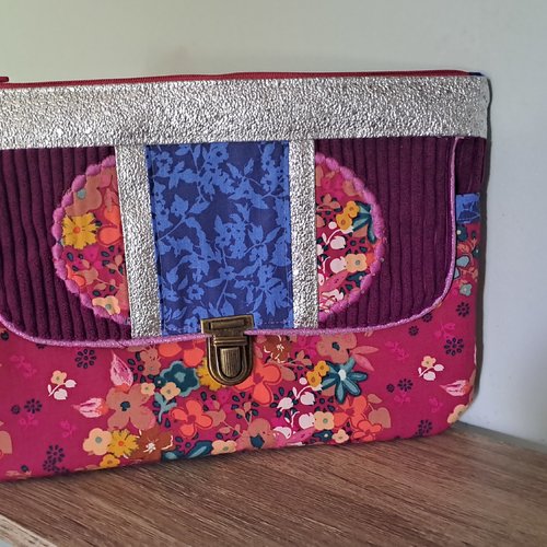 Pochette à main en velours et tissu art gallery fabrics style bohème