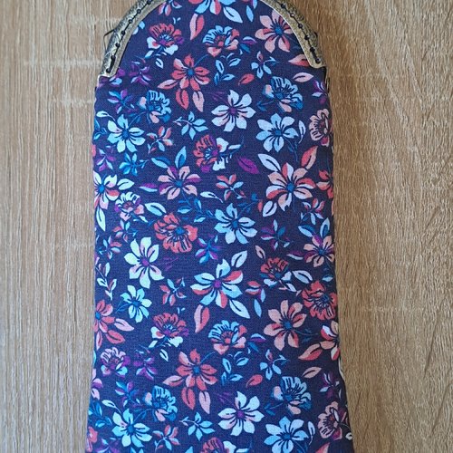Étui à lunettes style rétro vintage coton fleuri