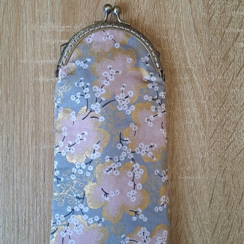 Étui à lunettes style rétro vintage coton fleuri
