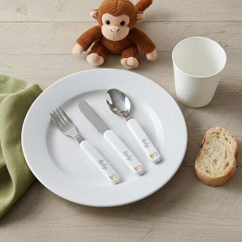 Set couverts singe - en inox, personnalisés pour enfants