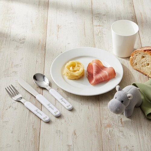 Set couverts hippopotame - en inox, personnalisés pour enfants
