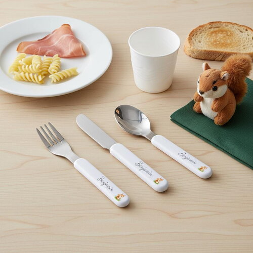 Set couverts ecureuil - en inox, personnalisés pour enfants
