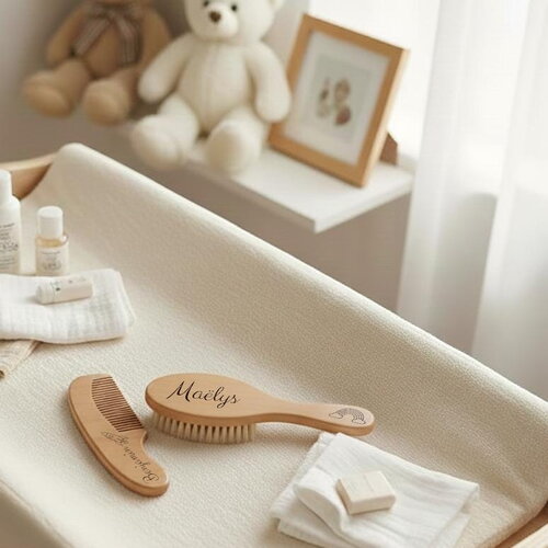 Brosse et peigne à cheveux bébé personnalisés