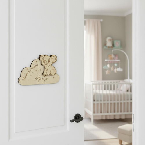 Plaque personnalisée pour chambre d'enfant, décor koala
