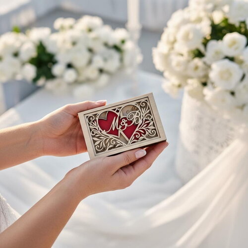 Porte alliance personnalisé en bois - décor coeur