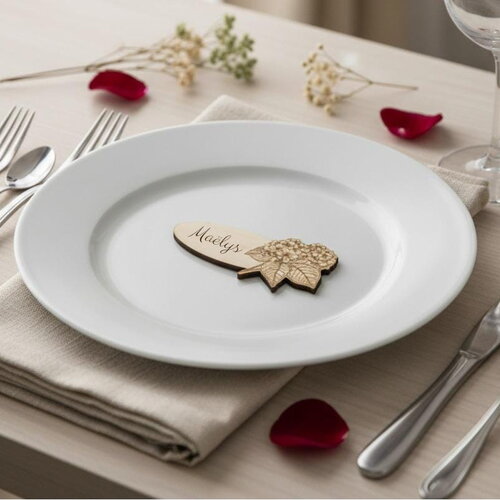Marque-place ovale personnalisé en bois | décoration de table
