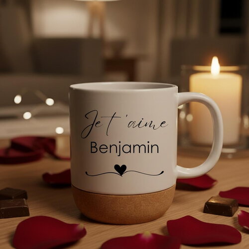 Mug personnalisé cadeau décor cœur - je t'aime | fête - cadeau - anniversaire
