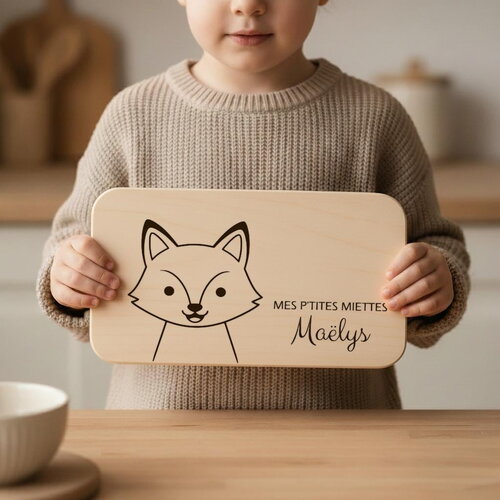 Planche à petit-déjeuner personnalisée pour enfant décor renard