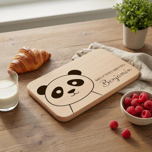 Planche à petit-déjeuner personnalisée pour enfant décor panda
