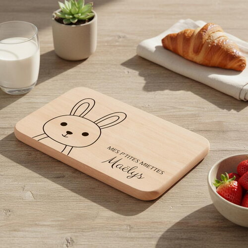 Planche à petit-déjeuner personnalisée pour enfant décor lapin