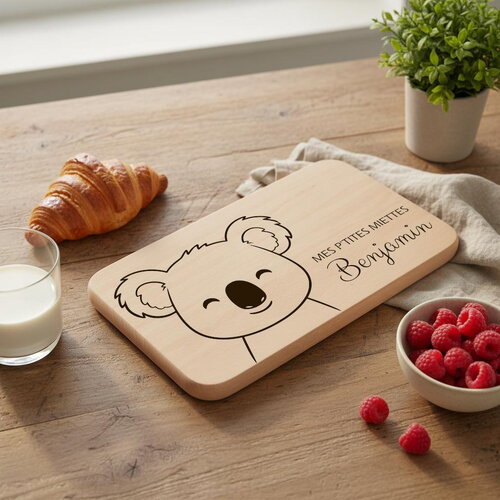 Planche à petit-déjeuner personnalisée pour enfant décor koala