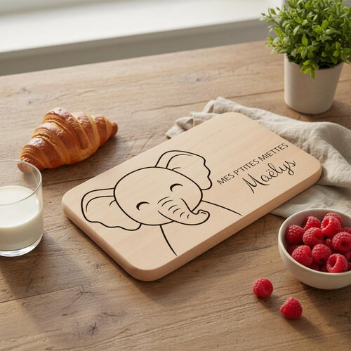 Planche à petit-déjeuner personnalisée pour enfant décor eléphant