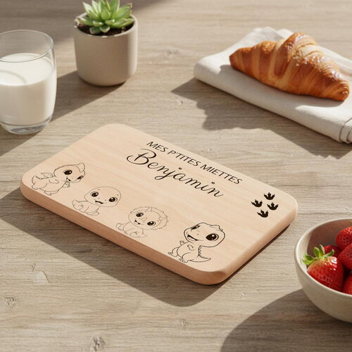 Planche à petit-déjeuner personnalisée pour enfant décor dinosaures