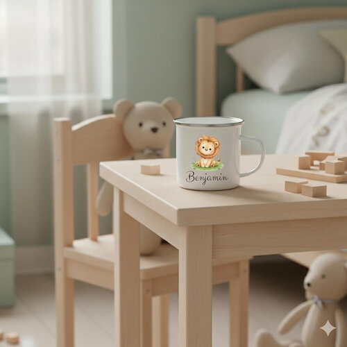 Tasse enfant personnalisée - mug pour garçon - fille décor lion