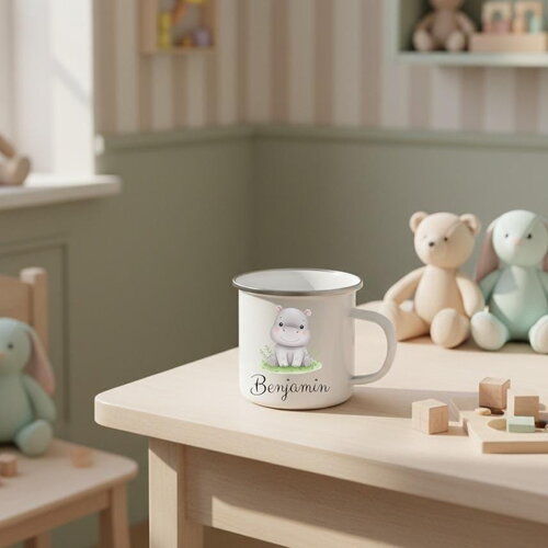 Tasse enfant personnalisée - mug pour garçon - fille décor hippopotame