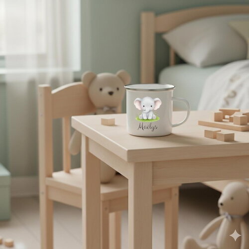 Tasse enfant personnalisée - mug pour garçon - fille décor éléphant