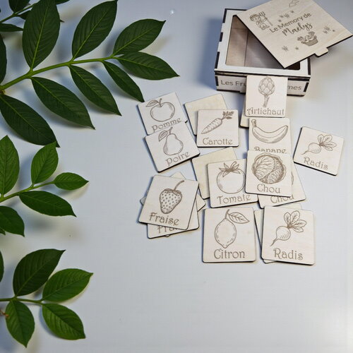 Jeu de mémoire en bois personnalisé - les fruits & légumes