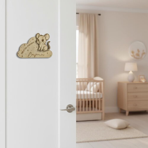 Plaque personnalisée pour chambre d'enfant, décor souris
