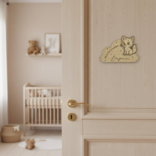 Plaque personnalisée pour chambre d'enfant, décor renard