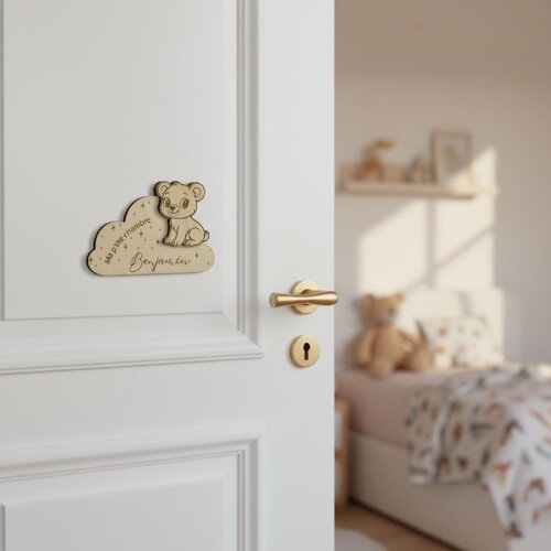 Plaque personnalisée pour chambre d'enfant, décor ours