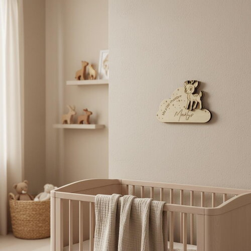 Plaque personnalisée pour chambre d'enfant, décor faon
